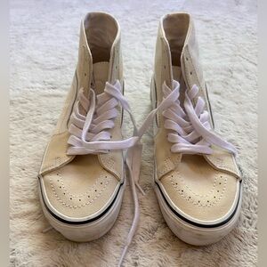 Vans Classic High-Top Canvas Sneakers in Cream